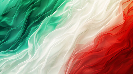 Abstract background with Italian Flag Colors, Smooth silk fabric folds backdrop. Italian Heritage Month.