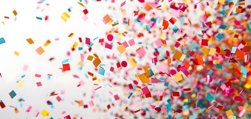 Fototapeta na wymiar Abstract colorful vibrant splattered confetti. abstract background, celebrate. copy space. banner. 