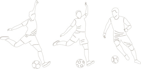 men playing football sketch, vector
