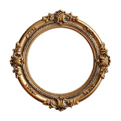 Antique carved gilded frame for photo isolated on transparent background.