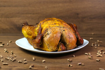 Pollo entero ahumado con especias