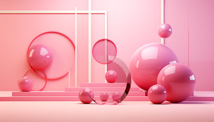 pink abstract geometric background for design decoration. geometric composition with figures on a pink background. 