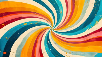 Obraz premium Abstract twist and twirl distorted texture in trendy retro psychedelic. horizontal, multicolors. banner, presentation. 