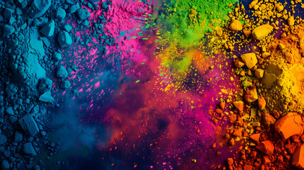 Colorful holi paints background with copy space