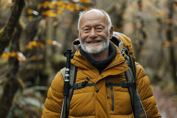 Active Senior Man Hiking Outdoors.,Active elder people, Adventure
