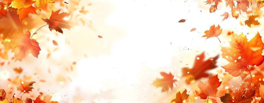 Background layouts decorate with leaves. autumn theme concept. copy space. mockup. presentation. banner.