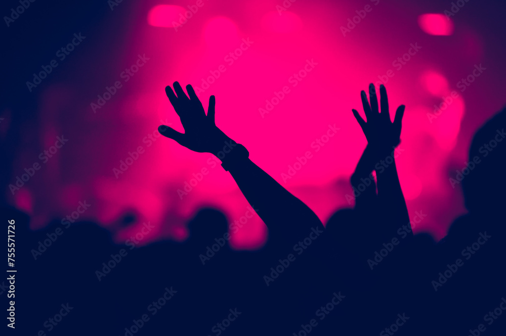 Canvas Prints Crowd with outstreched arms at concert