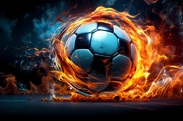 Fotball in action. abstract Soccer ball in flames. Creative sport concept. Art graphic for brochures, flyers, presentations, logo, print, web