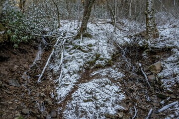 snow in the mountains