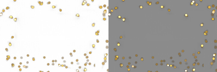 Gold blowing glitter png. Gold confetti. Glitter isolated on transparent background. Glitter and sprinkles.  Bright festive tinsel of gold color