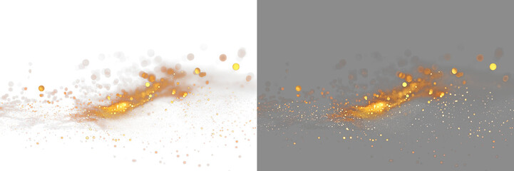 Gold blowing glitter png. Gold confetti. Glitter isolated on transparent background. Glitter and sprinkles.  Bright festive tinsel of gold color