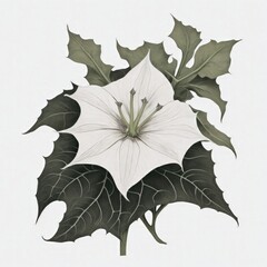 A Datura tattoo traditional old school bold line on white background