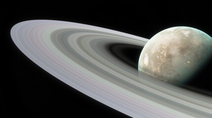 Planetary body with a complex ring system, planet in starkness of space. 3d render © angel_nt