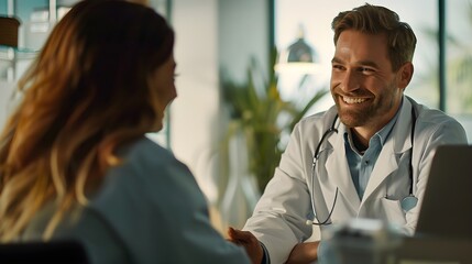 Professional male doctor consulting a female patient.  - Powered by Adobe