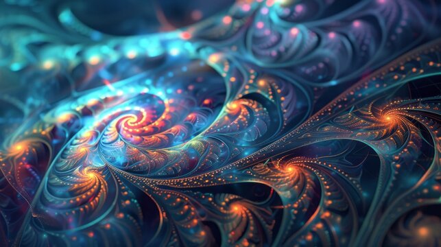 Abstract fractal patterns and shapes. Infinite universe