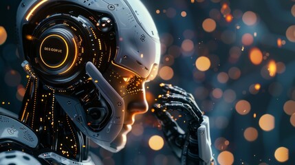 Fototapeta na wymiar AI technology, Artificial Intelligence. man using technology smart robot AI, and artificial intelligence by enter command prompt Chat with AI
