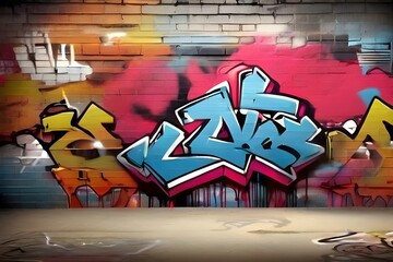 Graffiti on the wall. Street art grunge wallpaper. Generative AI