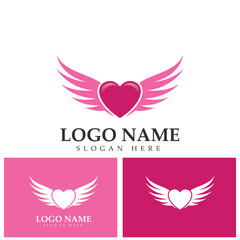 Love wings Logo Template design vector