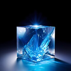 crystal glass cube. Generative AI