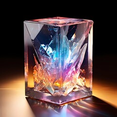 crystal glass cube. Generative AI