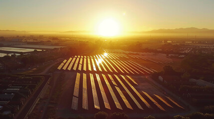 Aerial view of solar panels at Sunrise Field