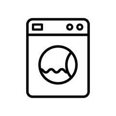 Washing machine outline vector icon isolated on white background. Washing machine line vector icon for web, mobile and ui design
