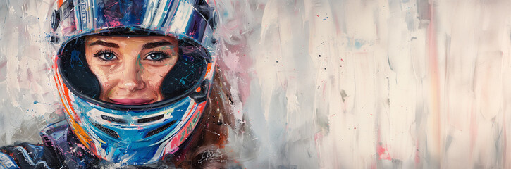 Female racing driver - vibrant portrait