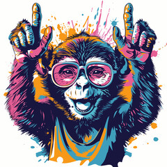 Gorilla in glasses and a T-shirt. Vector illustration.