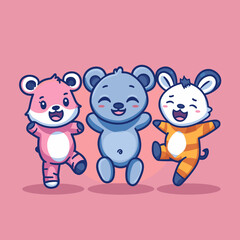 Obraz na płótnie Canvas cute bear and teddy bear cartoon vector illustration eps 10