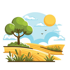 Fototapeta na wymiar Agricultural field,beautiful landscscape of vector illustration field