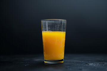 illustration of orange juice in glass on dark background. Created with Generative AI