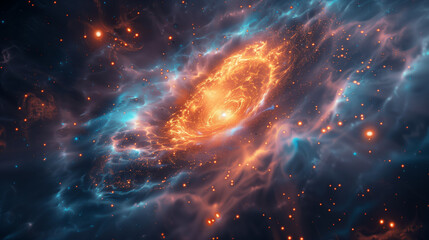 Majestic spiral galaxy in cosmic nebula