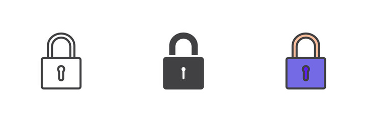 Padlock different style icon set