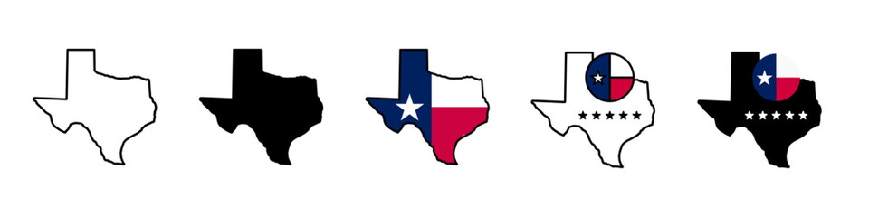 Texas map icons. Texas sign symbol. Texas state border map icons. Vector illustration