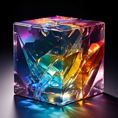 crystal glass cube. Generative AI