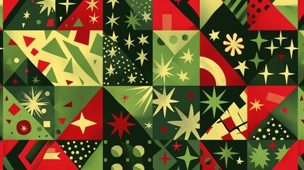 Christmas wrapping paper texture, Christmas abstract geometric mosaic background. Seamless Christmas pattern. branding, fabric, gift packaging