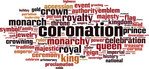 Coronation word cloud concept. Collage made of words about coronation