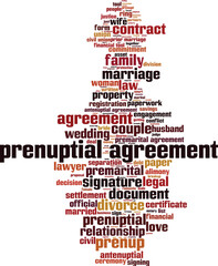 Prenuptial agreement word cloud concept. Collage made of words about prenuptial agreement
