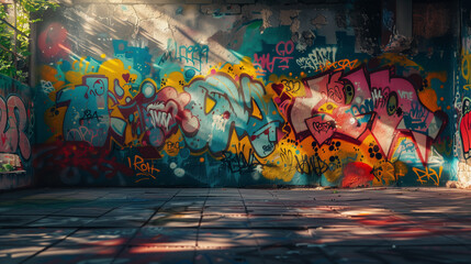 colorful graffiti wall in the street