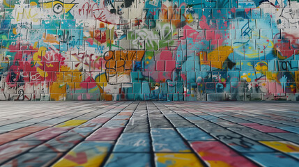 Fototapeta premium colored graffiti on the wall of the building