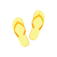 Beach slates. Yellow beach flip-flops. Summer beach shoes. Light shoes. Vector illustration isolated on a white background