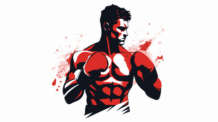 Boxing fighter vector logo design flat vector