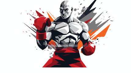 Boxing fighter vector logo design flat vector