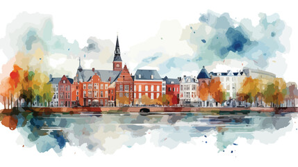 Building view with landmark of Groningen - obrazy, fototapety, plakaty