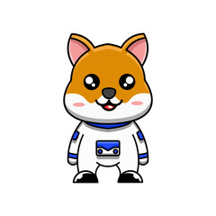cute vector design illustration mascot shiba astronaut