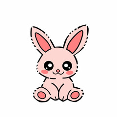 Cute Rabbit cartoon character. Happy Easter Bunny Vector illustration