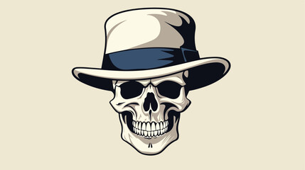Classic skull with hat for commercial use flat Vector