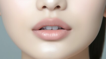 close up portrait of a woman lips skin care, ai