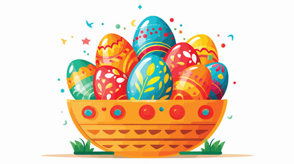 Fototapeta na wymiar Colorful Easter Egg on Basket Illustrations