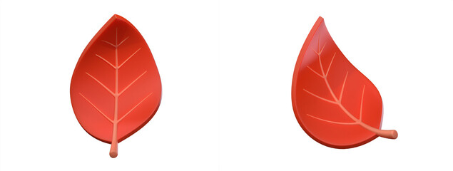 cartoon red leaves on a white background 3d rendering